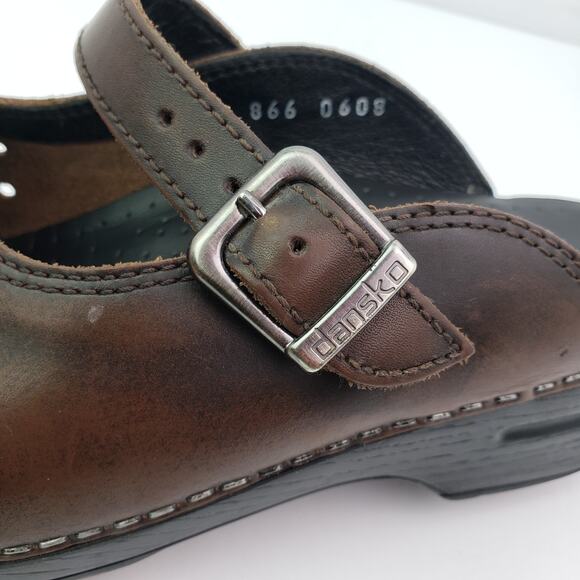 Dansko Merrie Womens Size Eu 38 US 7.5-8 Brown Leather Slip On Mule Clog Shoes - Picture 9 of 12